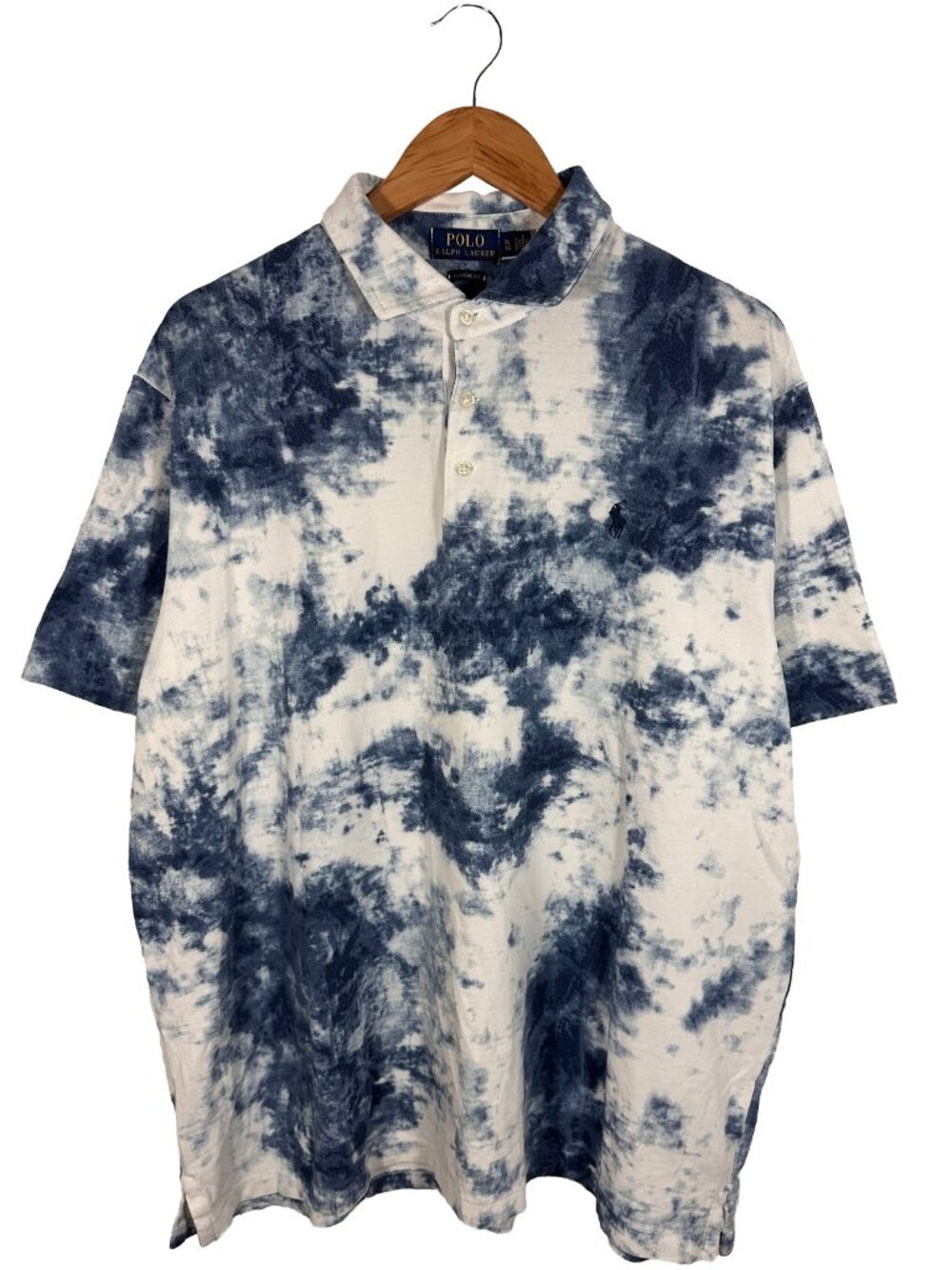 Polo Ralph Lauren Blue/White Tie-Dye Small Pony Polo Shirt Size Mens XL